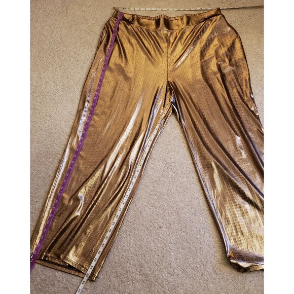 Nina Parker Bronze Metallic Duster Pants Coord Set Party Festive Holiday 2X NWT - Picture 10 of 15